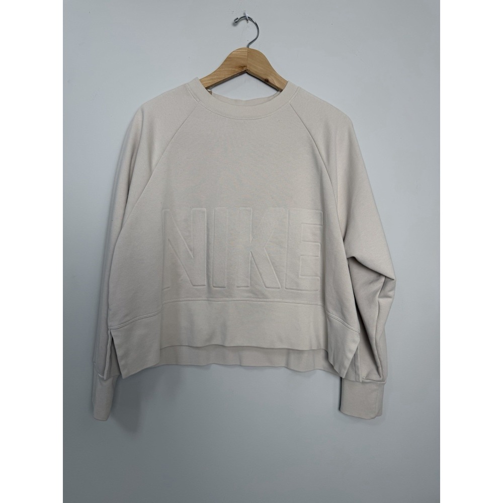 Nike Cotton Terrycloth Lined Logo Embossed Crew Neck‎ Pullover Sweatshirt Large